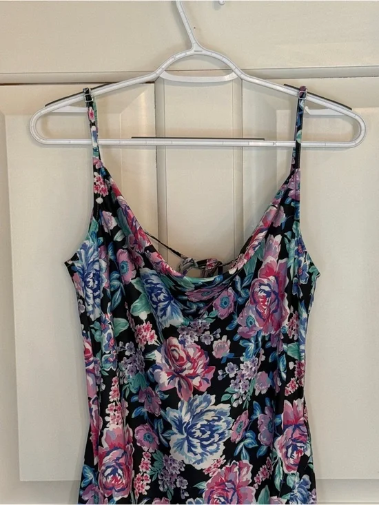 For Love & Lemons Morgan Floral Slip Dress M Cowl Neck Satin Midi 25259 - Picture 4 of 12